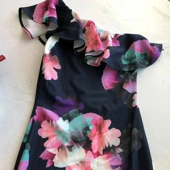 Charlotte Russe One Shoulder Floral Dress Size S "night" - Picture 1 of 3